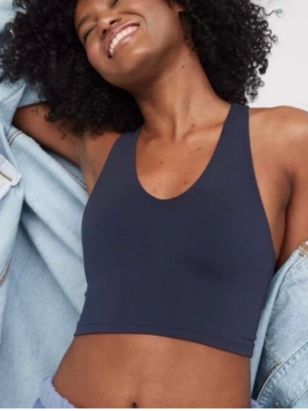 Aerie OFFLINE navy blue real me recharge least support crop top/bralette